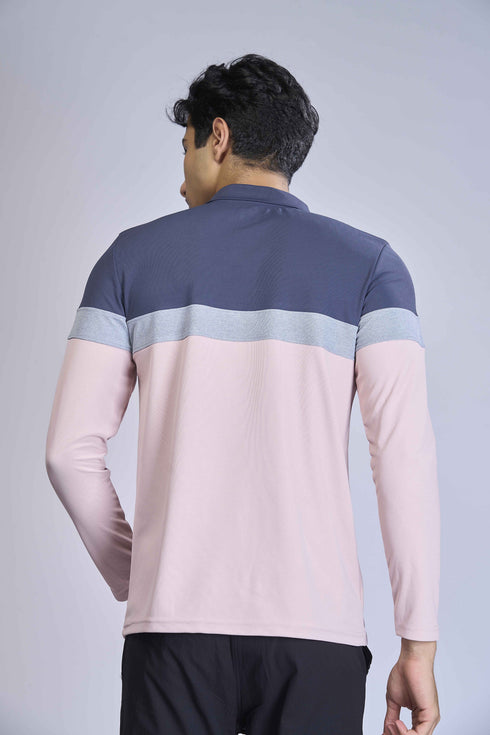 Men Colorblock Slim Fit Polo T-shirt with MATPIQ