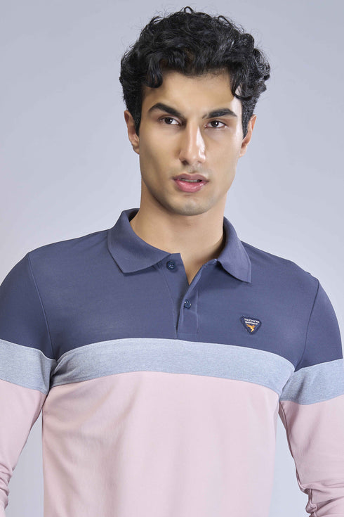 Men Colorblock Slim Fit Polo T-shirt with MATPIQ