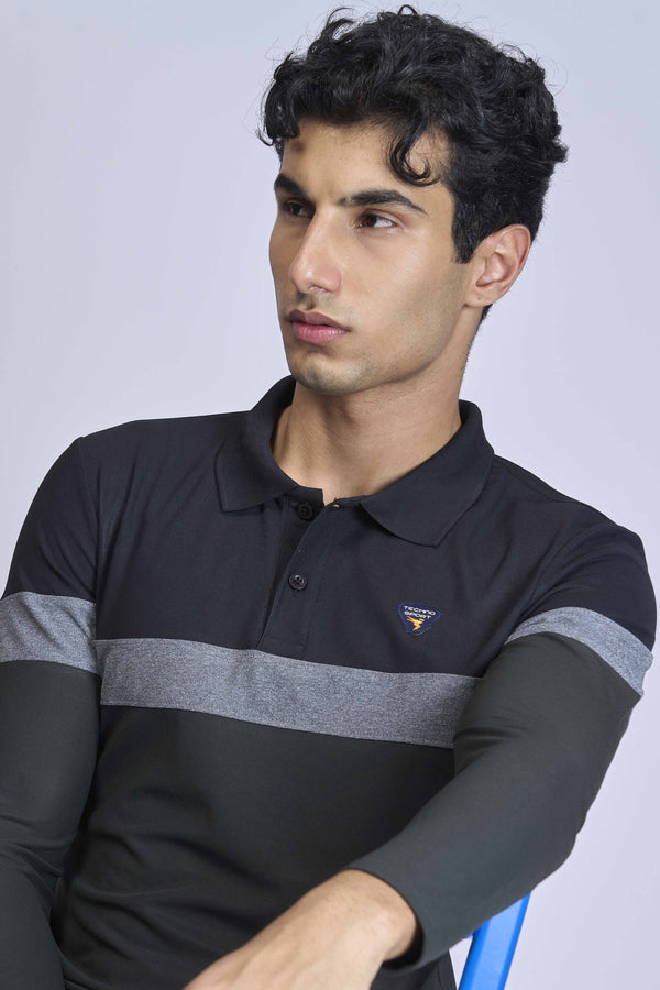 Men Colorblock Slim Fit Polo T-shirt with MATPIQ