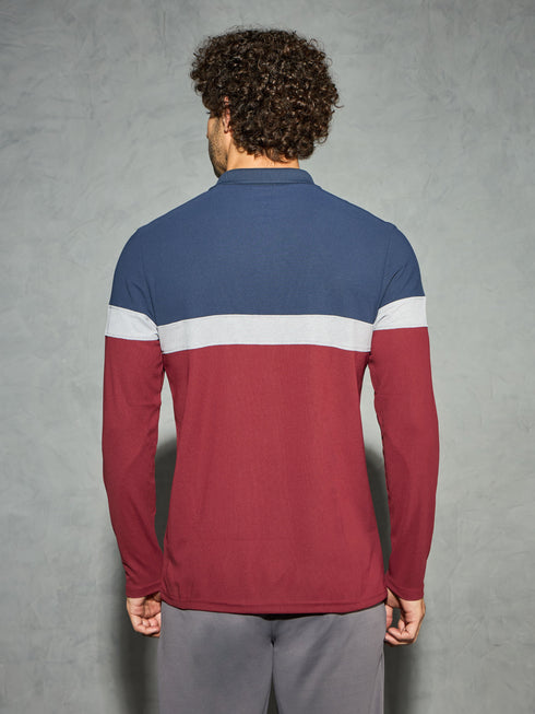 Men Colorblock Slim Fit Polo T-shirt with MATPIQ