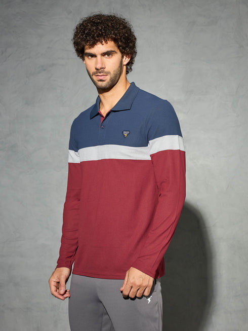 Men Colorblock Slim Fit Polo T-shirt with MATPIQ