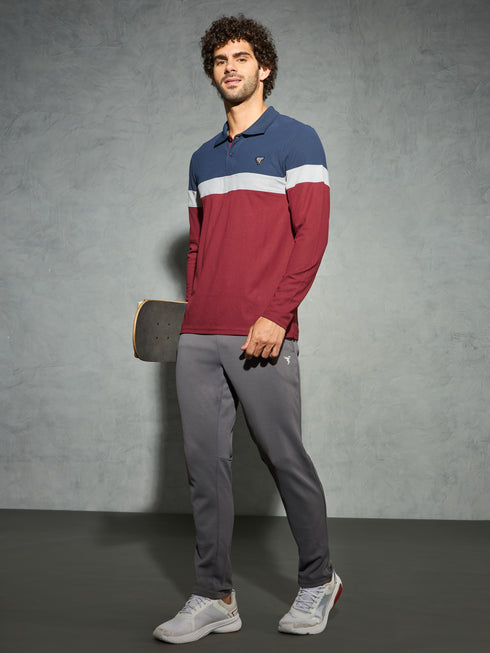 Men Colorblock Slim Fit Polo T-shirt with MATPIQ