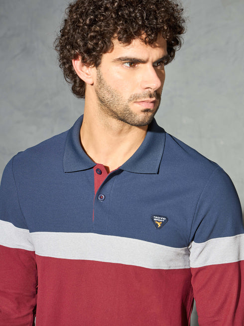 Men Colorblock Slim Fit Polo T-shirt with MATPIQ