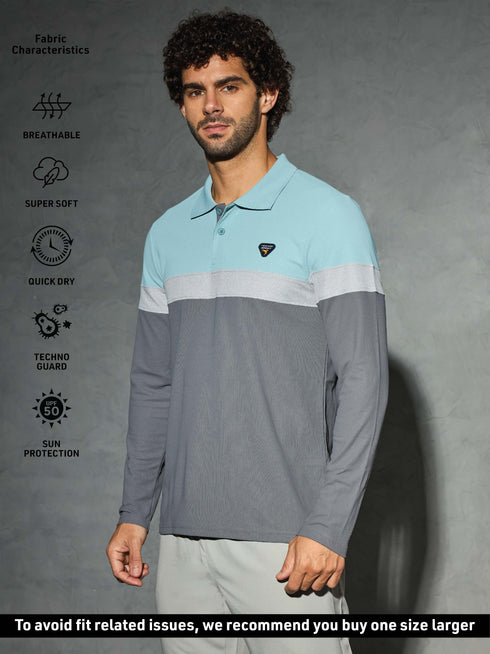 Men Colorblock Slim Fit Polo T-shirt with MATPIQ