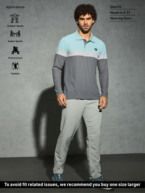 Men Colorblock Slim Fit Polo T-shirt with MATPIQ