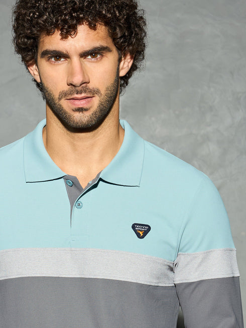 Men Colorblock Slim Fit Polo T-shirt with MATPIQ