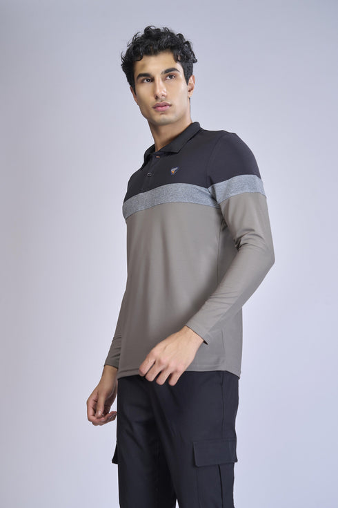 Men Colorblock Slim Fit Polo T-shirt with MATPIQ