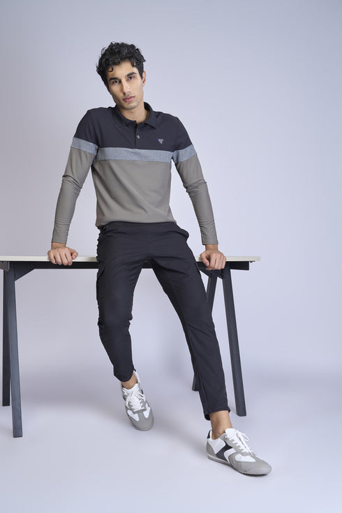 Men Colorblock Slim Fit Polo T-shirt with MATPIQ