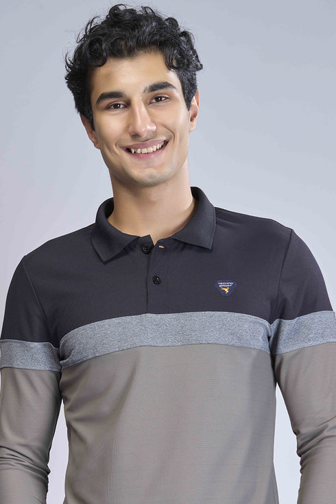 Men Colorblock Slim Fit Polo T-shirt with MATPIQ