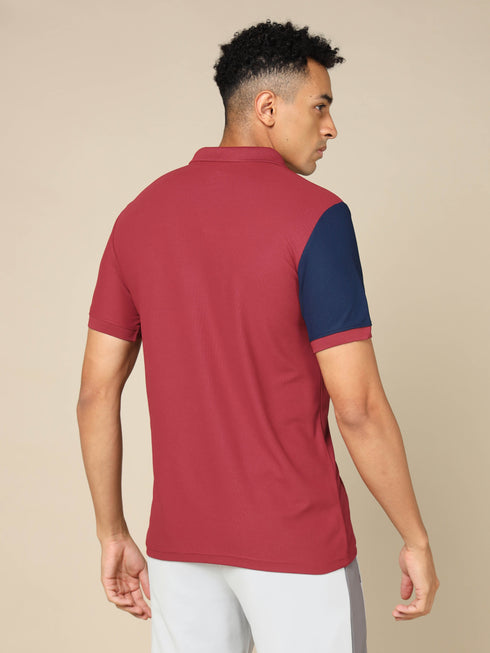 Men Colorblock Slim Fit Polo T-shirt with TECHNO COOL+