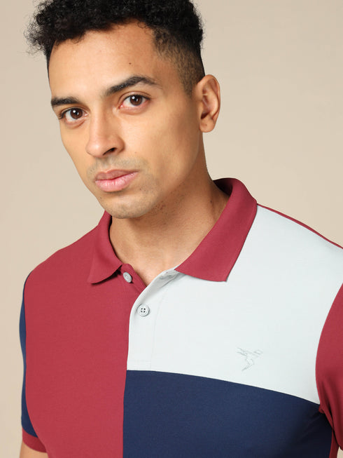 Men Colorblock Slim Fit Polo T-shirt with TECHNO COOL+