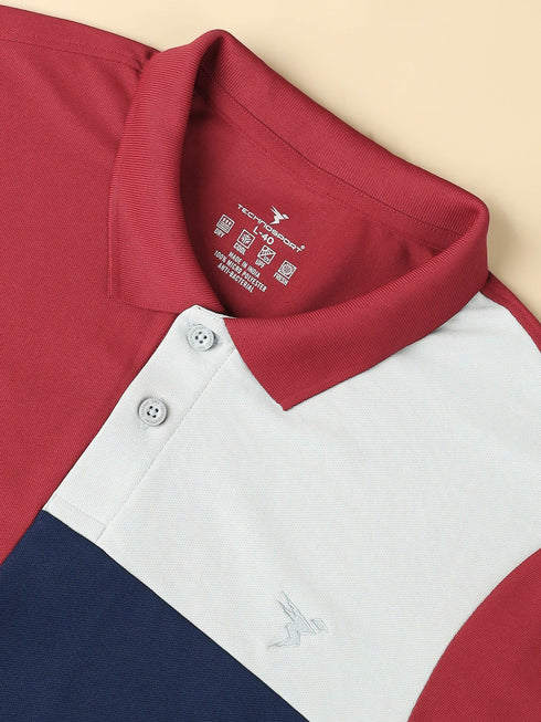 Men Colorblock Slim Fit Polo T-shirt with TECHNO COOL+