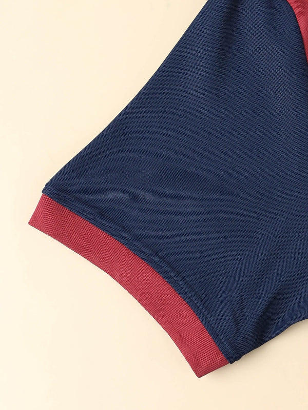 Men Colorblock Slim Fit Polo T-shirt with TECHNO COOL+