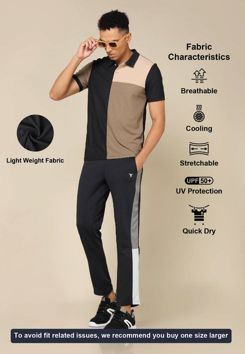 Men Colorblock Slim Fit Polo T-shirt with TECHNO COOL+