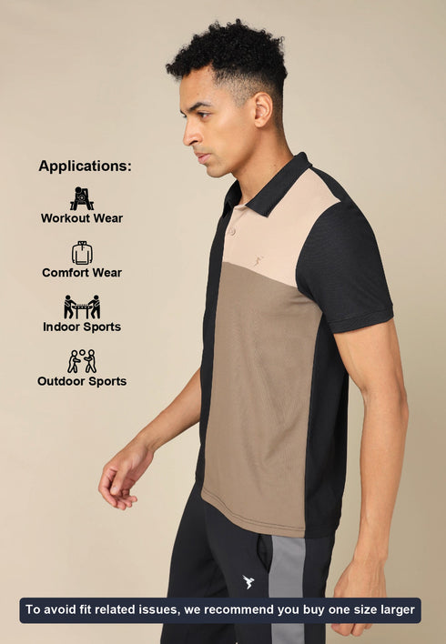 Men Colorblock Slim Fit Polo T-shirt with TECHNO COOL+