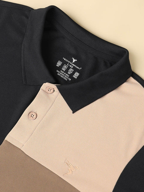 Men Colorblock Slim Fit Polo T-shirt with TECHNO COOL+