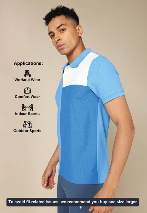 Men Colorblock Slim Fit Polo T-shirt with TECHNO COOL+