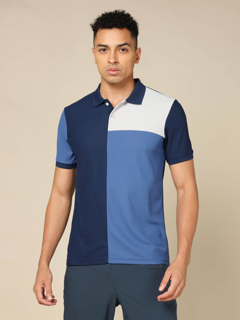 Men Colorblock Slim Fit Polo T-shirt with TECHNO COOL+