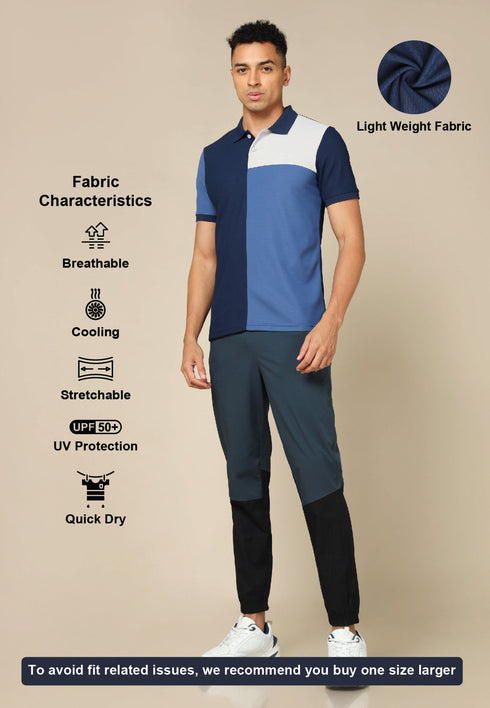 Men Colorblock Slim Fit Polo T-shirt with TECHNO COOL+