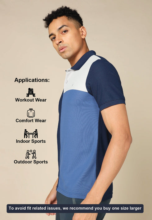 Men Colorblock Slim Fit Polo T-shirt with TECHNO COOL+