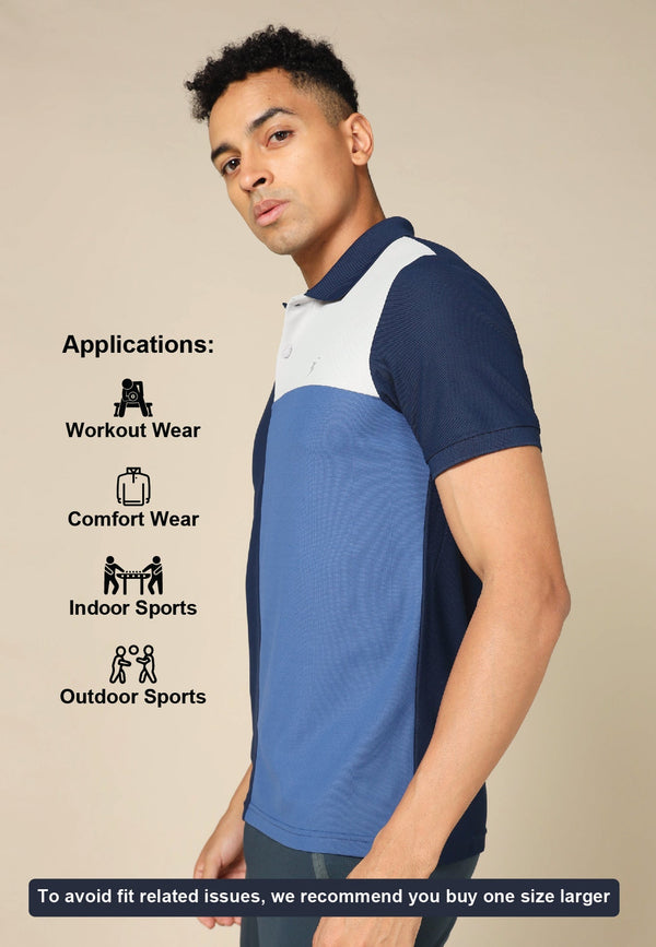 Men Colorblock Slim Fit Polo T-shirt with TECHNO COOL+