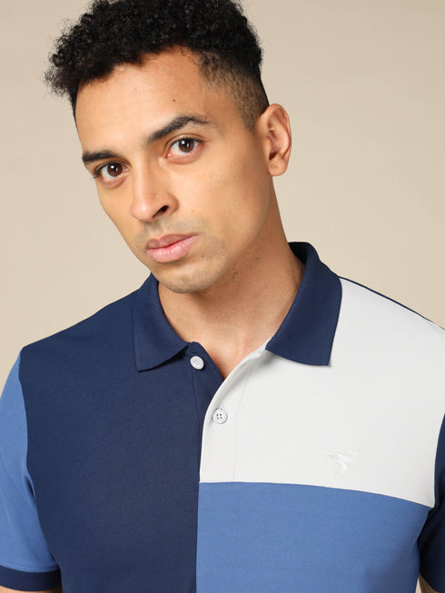 Men Colorblock Slim Fit Polo T-shirt with TECHNO COOL+