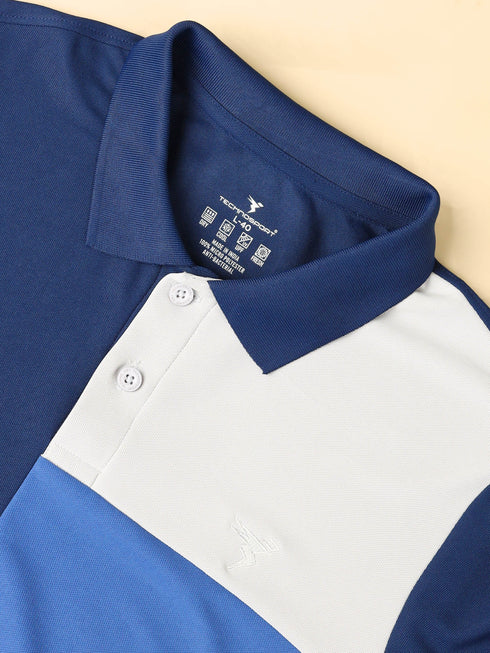Men Colorblock Slim Fit Polo T-shirt with TECHNO COOL+