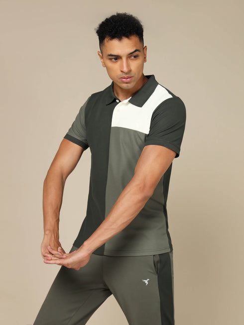 Men Colorblock Slim Fit Polo T-shirt with TECHNO COOL+