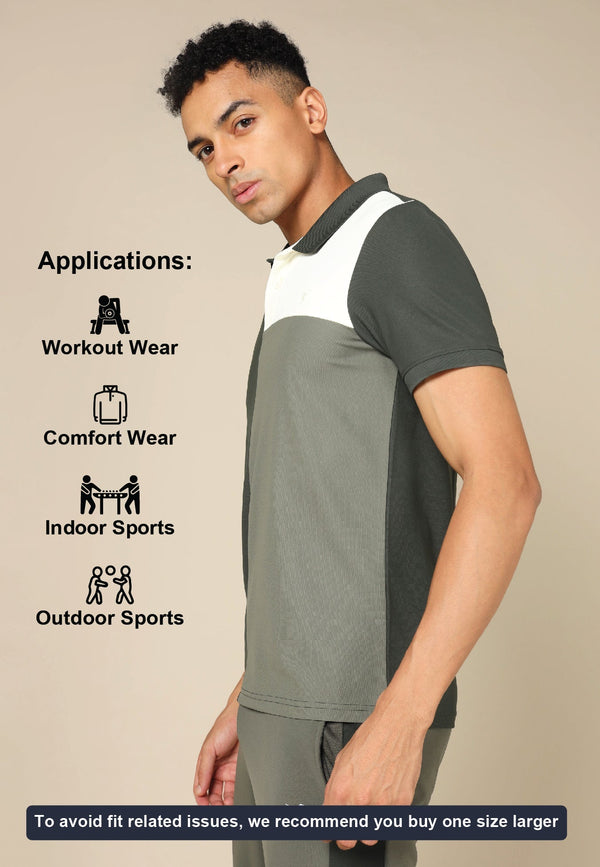Men Colorblock Slim Fit Polo T-shirt with TECHNO COOL+