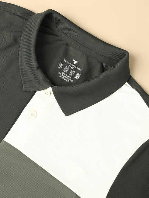 Men Colorblock Slim Fit Polo T-shirt with TECHNO COOL+