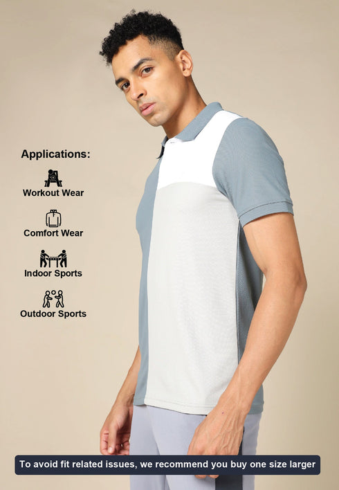 Men Colorblock Slim Fit Polo T-shirt with TECHNO COOL+