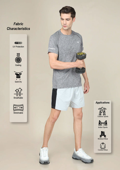 Men Melange Slim Fit Crew Neck T-shirt with MELANGE