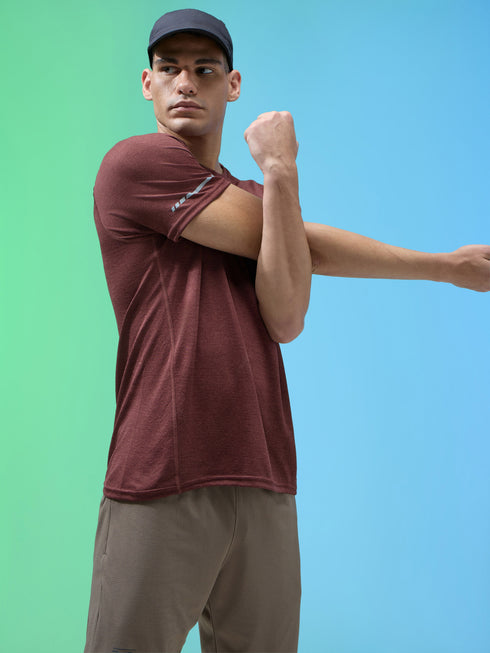 Men Melange Slim Fit Crew Neck T-shirt with MELANGE