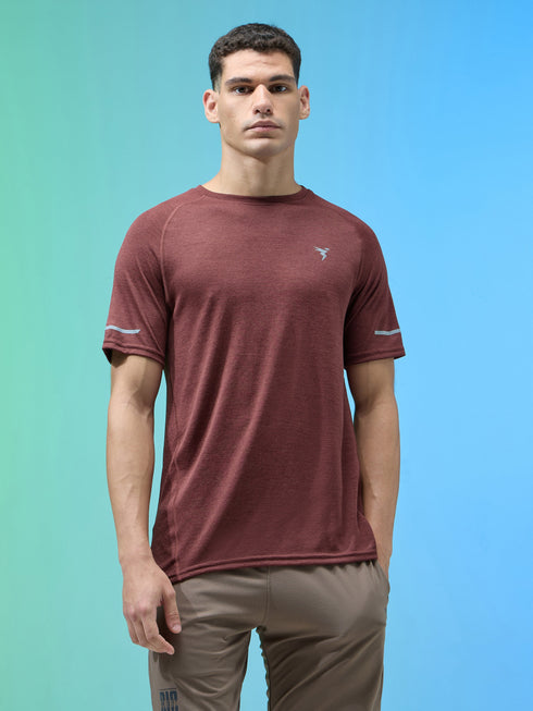 Men Melange Slim Fit Crew Neck T-shirt with MELANGE