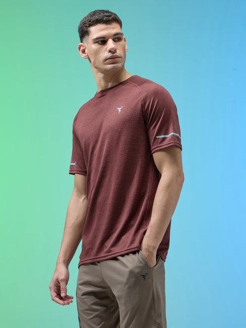 Men Melange Slim Fit Crew Neck T-shirt with MELANGE