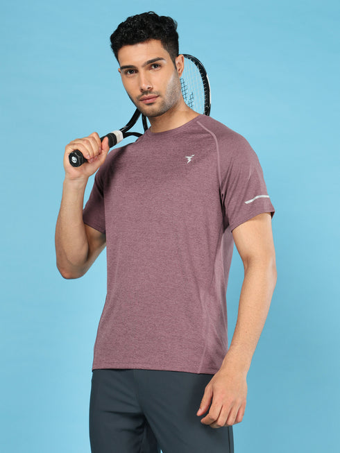 Men Melange Slim Fit Crew Neck T-shirt with MELANGE