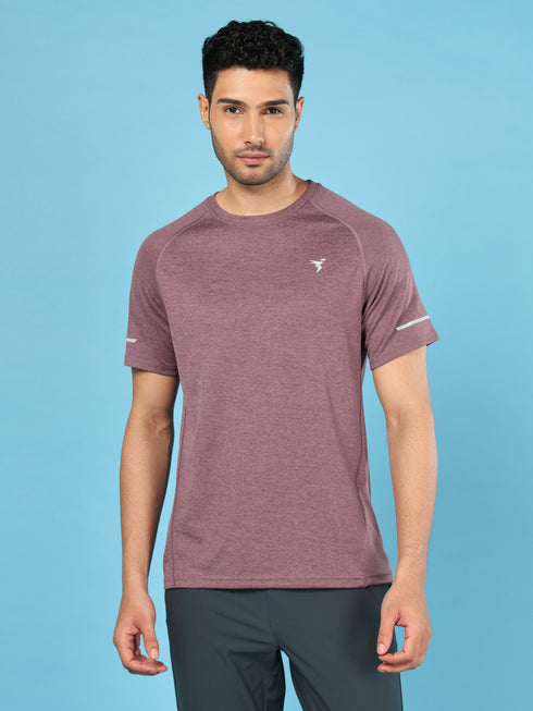 Men Melange Slim Fit Crew Neck T-shirt with MELANGE