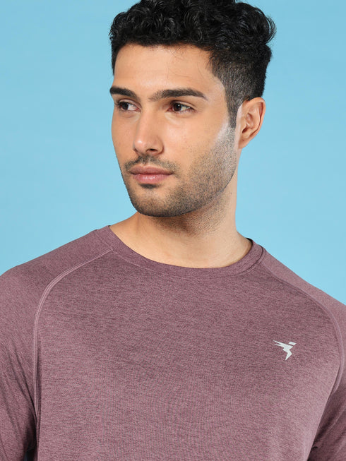 Men Melange Slim Fit Crew Neck T-shirt with MELANGE