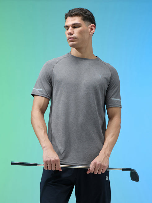Men Melange Slim Fit Crew Neck T-shirt with MELANGE