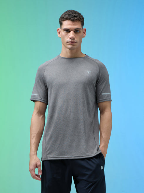 Men Melange Slim Fit Crew Neck T-shirt with MELANGE
