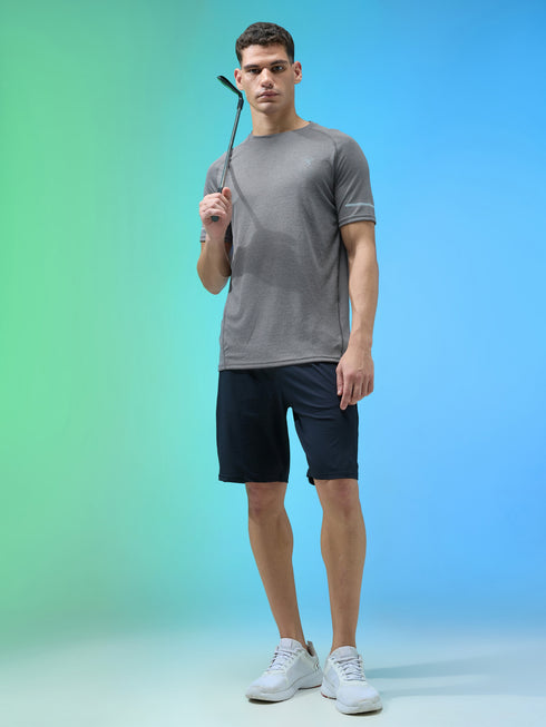 Men Melange Slim Fit Crew Neck T-shirt with MELANGE