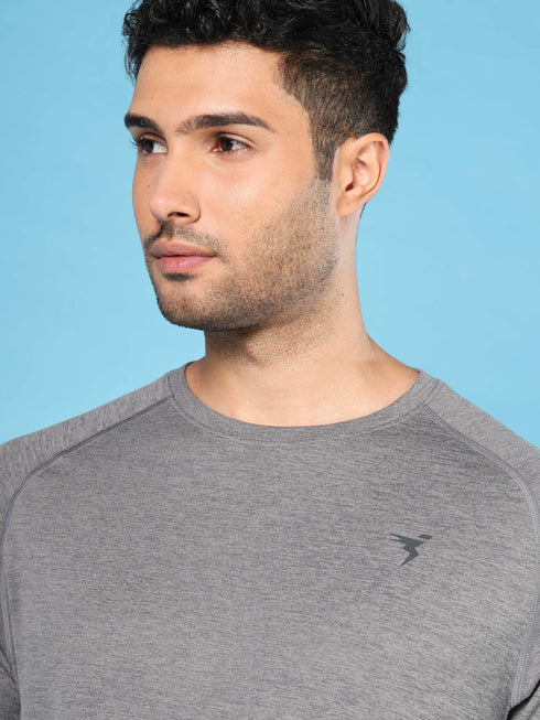 Men Melange Slim Fit Crew Neck T-shirt with MELANGE