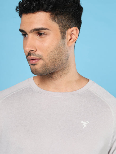 Men Melange Slim Fit Crew Neck T-shirt with MELANGE
