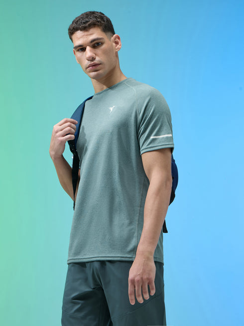 Men Melange Slim Fit Crew Neck T-shirt with MELANGE