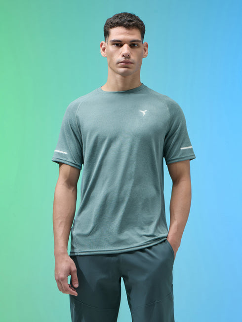 Men Melange Slim Fit Crew Neck T-shirt with MELANGE