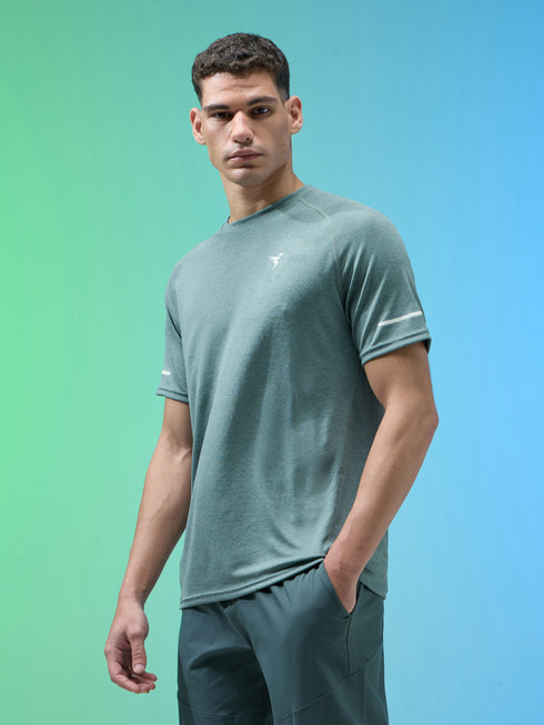 Men Melange Slim Fit Crew Neck T-shirt with MELANGE