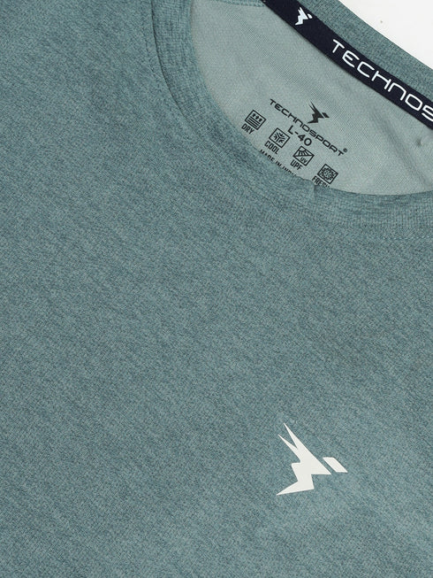 Men Melange Slim Fit Crew Neck T-shirt with MELANGE