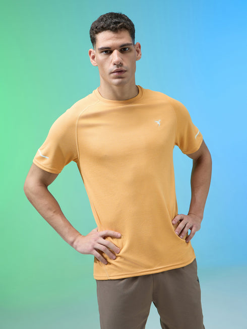 Men Melange Slim Fit Crew Neck T-shirt with MELANGE