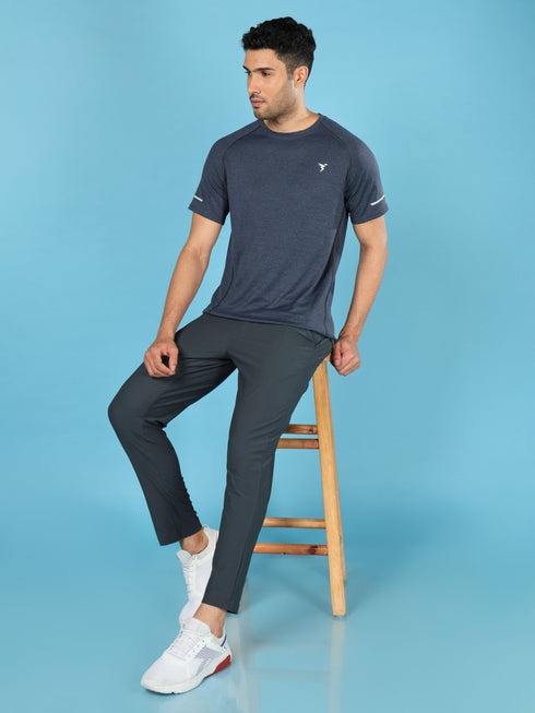 Men Melange Slim Fit Crew Neck T-shirt with MELANGE