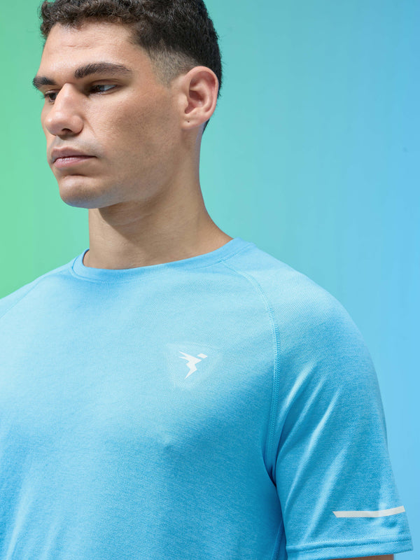 Men Melange Slim Fit Crew Neck T-shirt with MELANGE